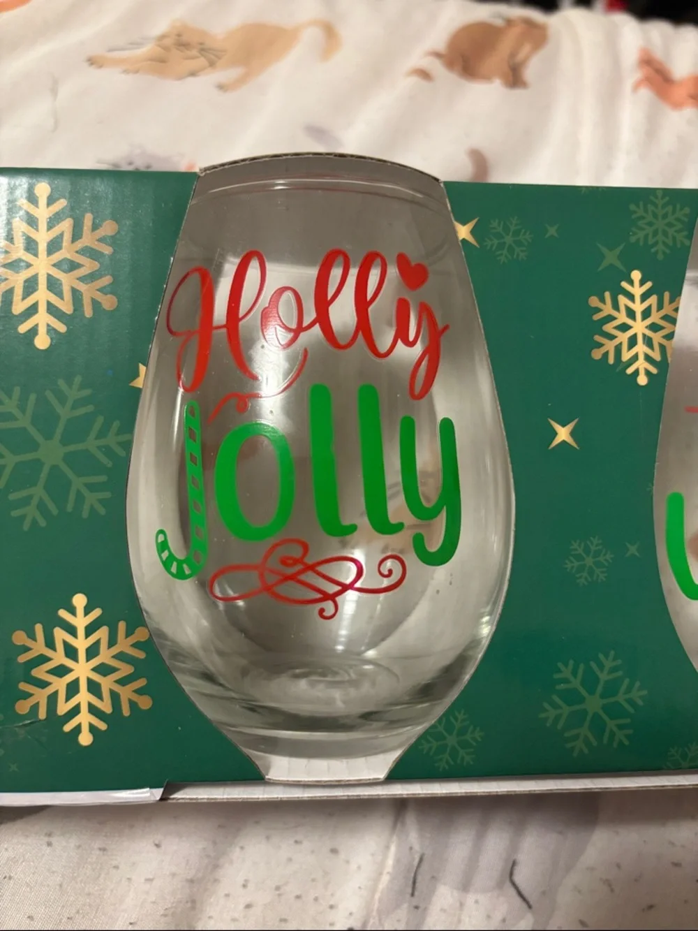 brand new 4 piece holiday wine glasses
